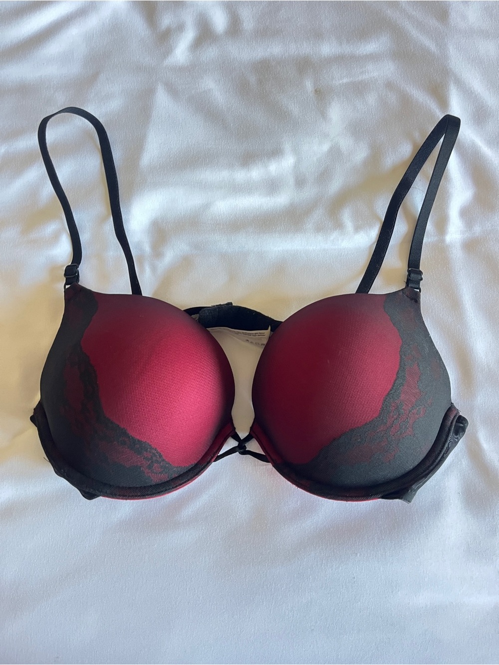 Self Expressions Maidenform Bra 05478 Red Black Lace Mesh Underwire Padded 36B